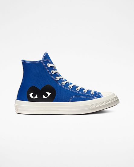 Zapatillas Altas Converse x Comme des Garçons PLAY Chuck 70 Hombre Azules Negras | PE E4PW28